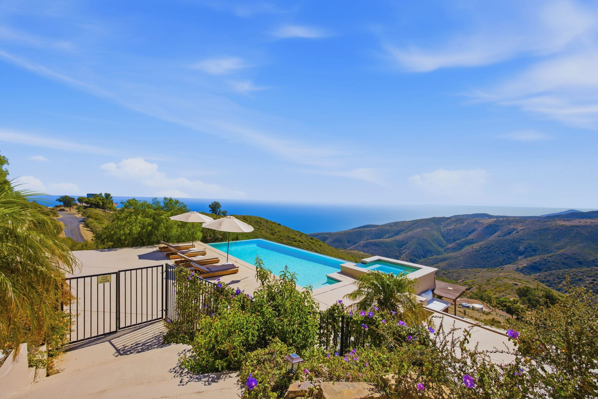Architectural view across a Los Angeles canyon toward the Pacific